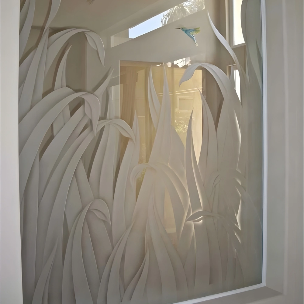 custom etched glass sticker in Dubai