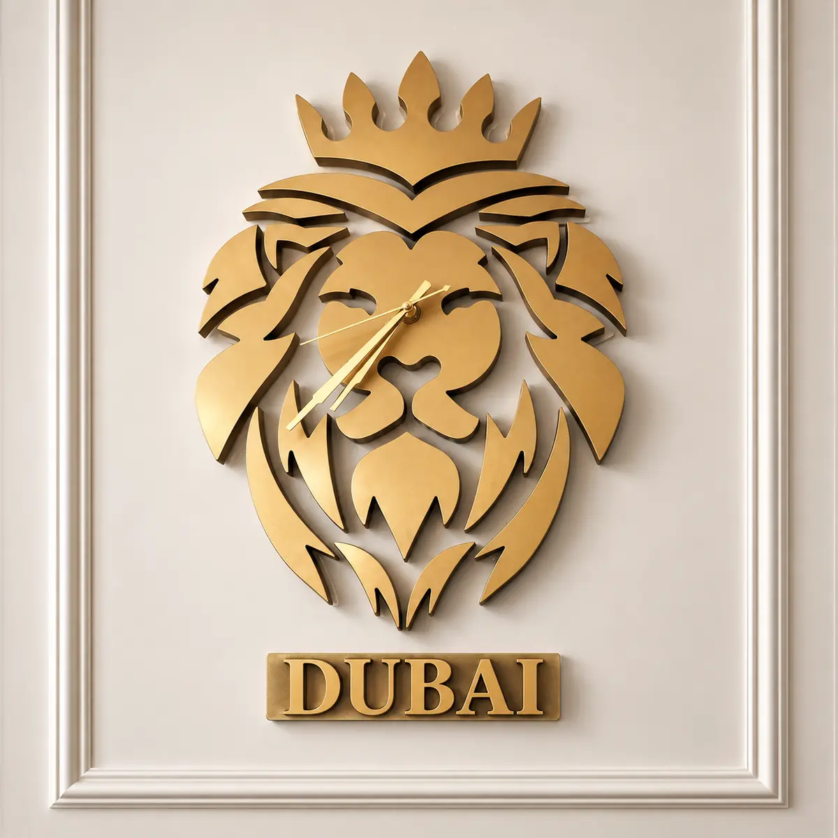 Custom gold lion wall clock with personalised city name