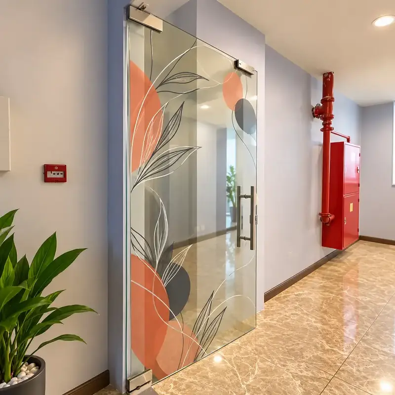 Ultra clear glass door graphics for Dubai offices