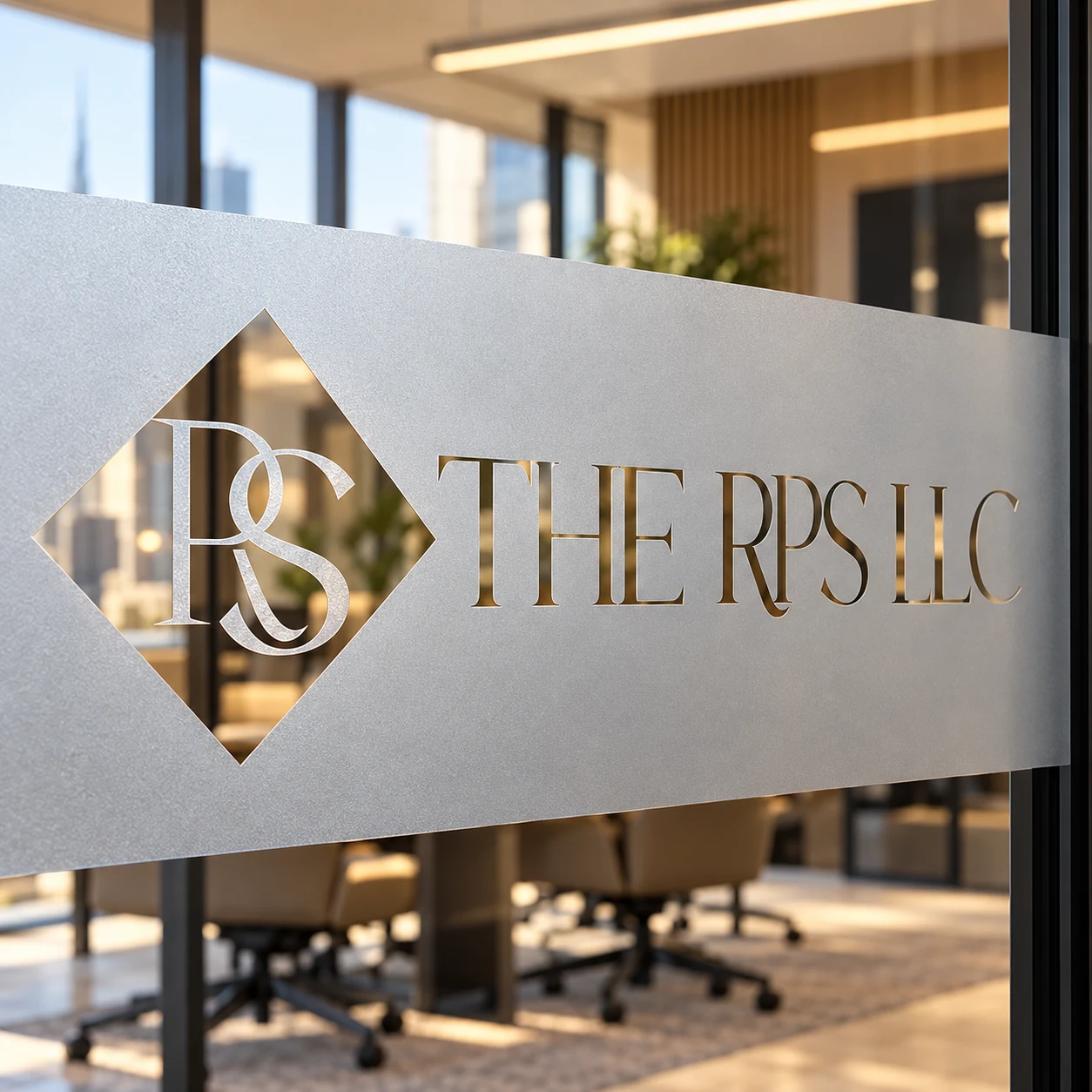 Close-up of etched-effect frosted vinyl with a clear logo-shaped opening
